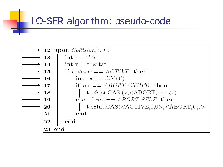 LO-SER algorithm: pseudo-code 