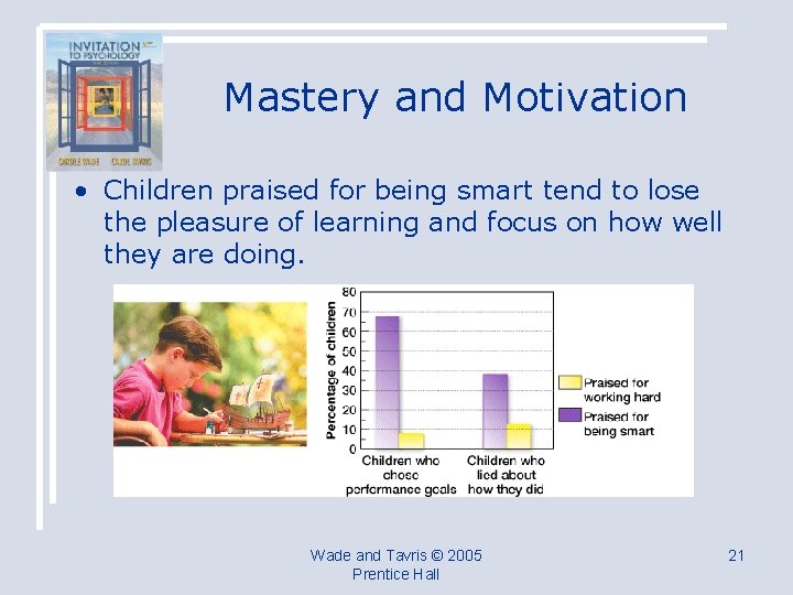 Mastery and Motivation • Children praised for being smart tend to lose the pleasure