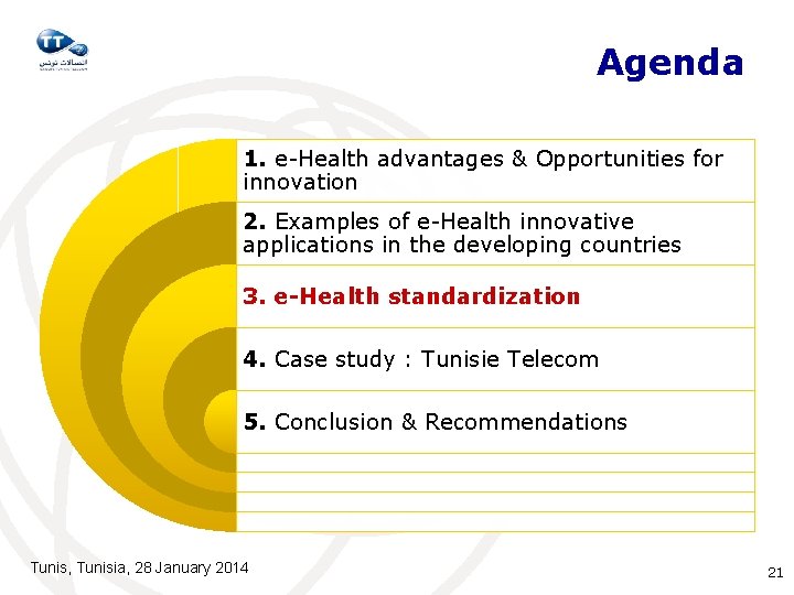 Agenda 1. e-Health advantages & Opportunities for innovation 2. Examples of e-Health innovative applications