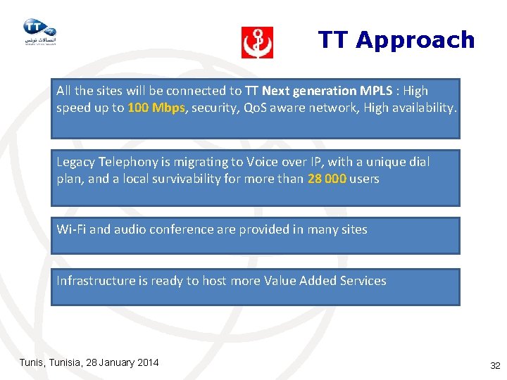 TT Approach All the sites will be connected to TT Next generation MPLS :
