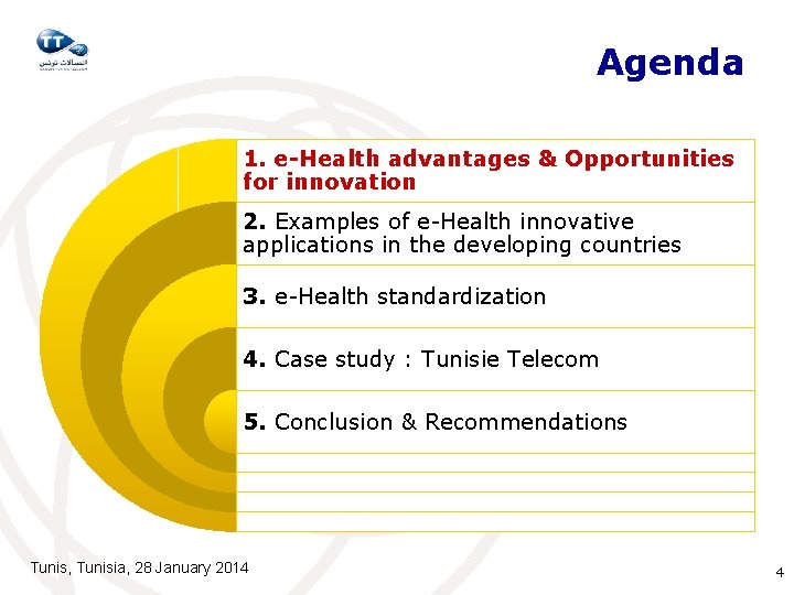 Agenda 1. e-Health advantages & Opportunities for innovation 2. Examples of e-Health innovative applications