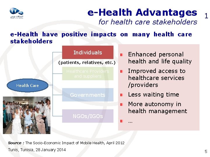 e-Health Advantages for health care stakeholders 1 e-Health have positive impacts on many health
