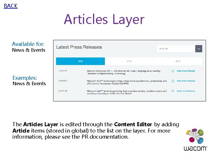 BACK Articles Layer Available for: News & Events Examples: News & Events The Articles