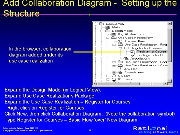 Add Collaboration Diagram - Setting up the Structure In the browser, collaboration diagram added