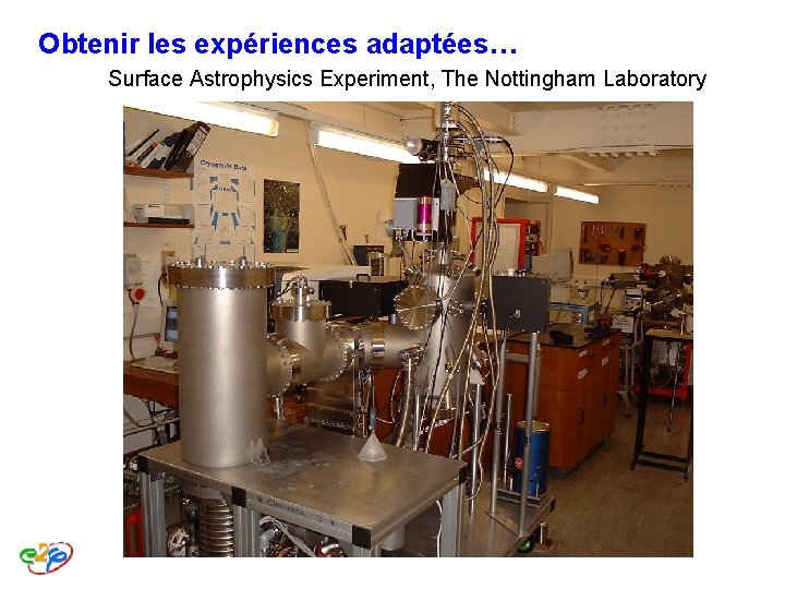 Obtenir les expériences adaptées… Surface Astrophysics Experiment, The Nottingham Laboratory Obtenir les expériences adaptées… Surface Astrophysics Experiment, The Nottingham Laboratory