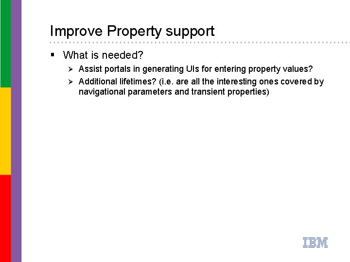 Improve Property support § What is needed? Assist portals in generating UIs for entering