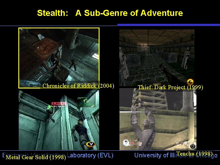 Stealth: A Sub-Genre of Adventure Chronicles of Riddick (2004) Electronic Metal Gear. Visualization Solid