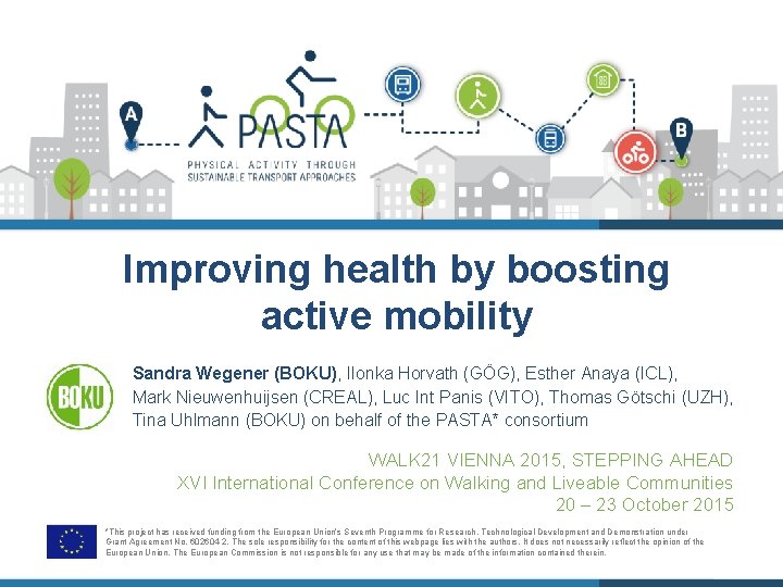 Improving health by boosting active mobility Sandra Wegener (BOKU), Ilonka Horvath (GÖG), Esther Anaya