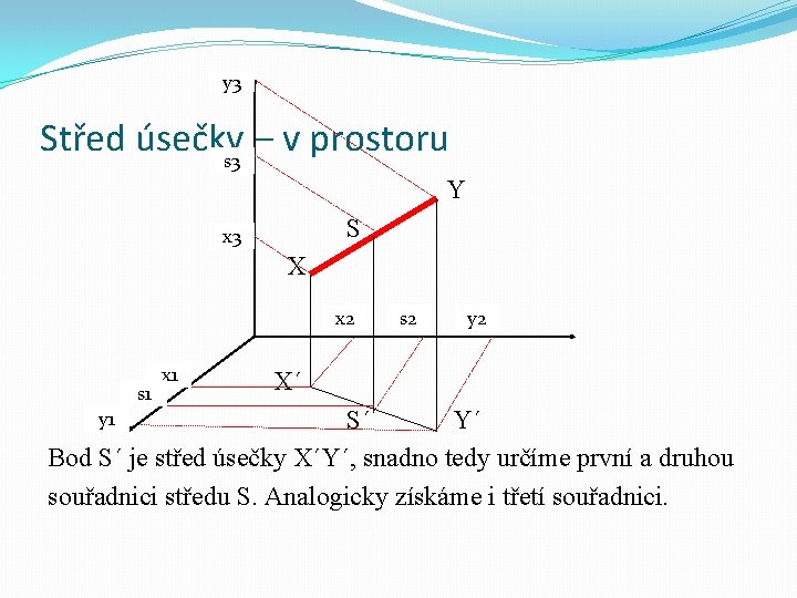 y 3 Střed úsečky – v prostoru s 3 Y S x 3 X