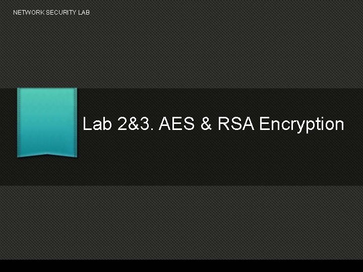 NETWORK SECURITY LAB Lab 2&3. AES & RSA Encryption 