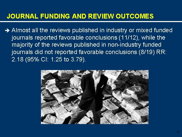 JOURNAL FUNDING AND REVIEW OUTCOMES è Almost all the reviews published in industry or