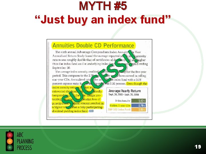 MYTH #5 “Just buy an index fund” ! ! S S E C C