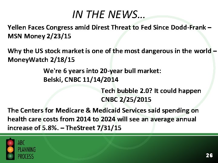 IN THE NEWS… Yellen Faces Congress amid Direst Threat to Fed Since Dodd-Frank –