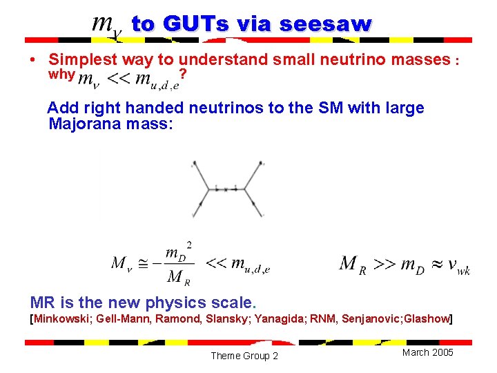 to GUTs via seesaw • Simplest way to understand small neutrino masses : why