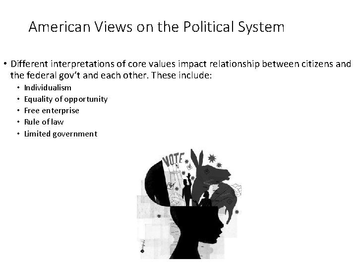 American Views on the Political System • Different interpretations of core values impact relationship