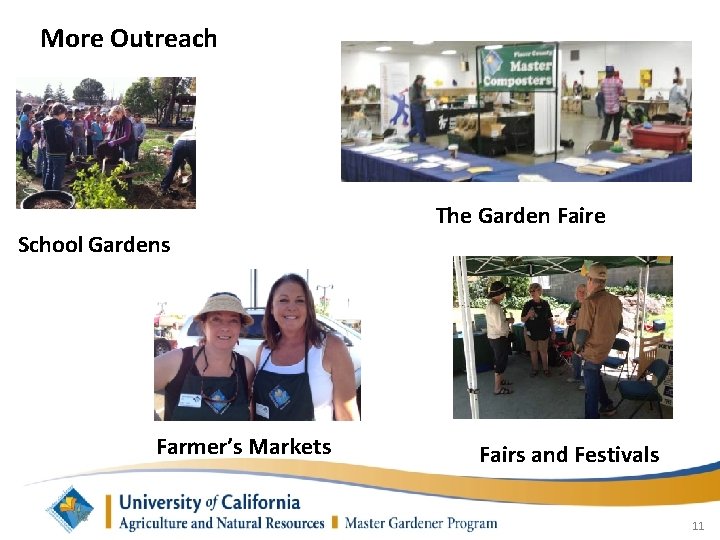 More Outreach School Gardens Farmer’s Markets The Garden Faire Fairs and Festivals 11 