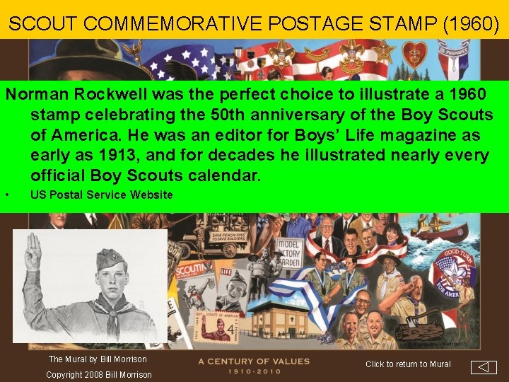 SCOUT COMMEMORATIVE POSTAGE STAMP (1960) Norman Rockwell was the perfect choice to illustrate a