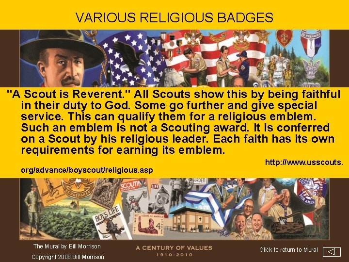 VARIOUS RELIGIOUS BADGES "A Scout is Reverent. " All Scouts show this by being