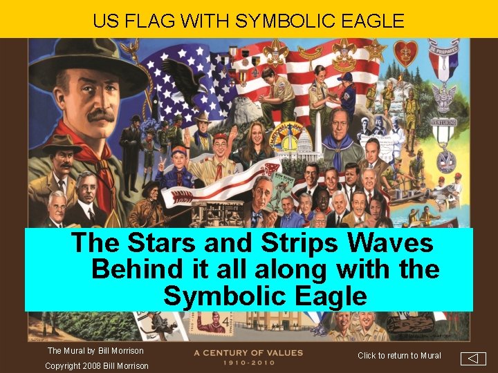 US FLAG WITH SYMBOLIC EAGLE The Stars and Strips Waves Behind it all along