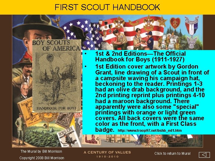 FIRST SCOUT HANDBOOK • • The Mural by Bill Morrison Copyright 2008 Bill Morrison