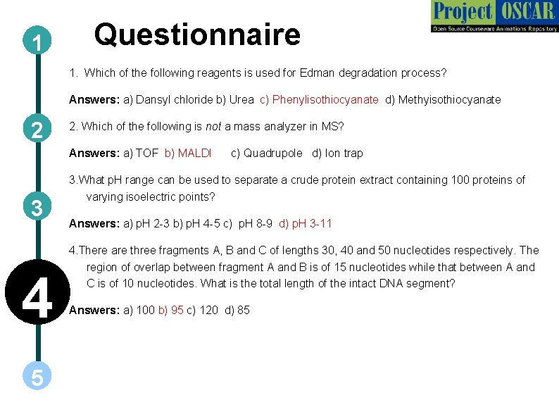 1 Questionnaire 1. Which of the following reagents is used for Edman degradation process?