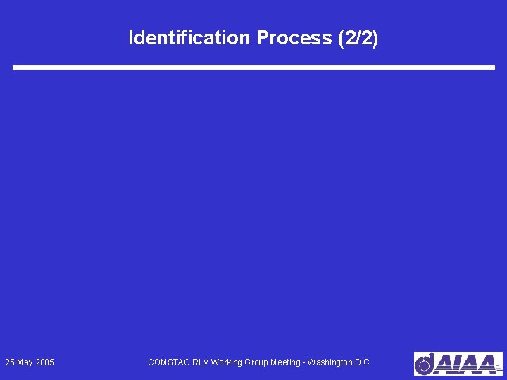 Identification Process (2/2) 25 May 2005 COMSTAC RLV Working Group Meeting - Washington D.