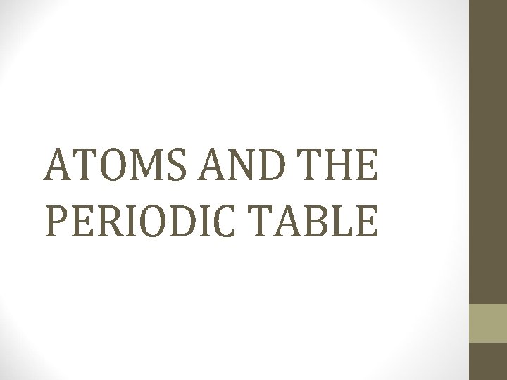 ATOMS AND THE PERIODIC TABLE 