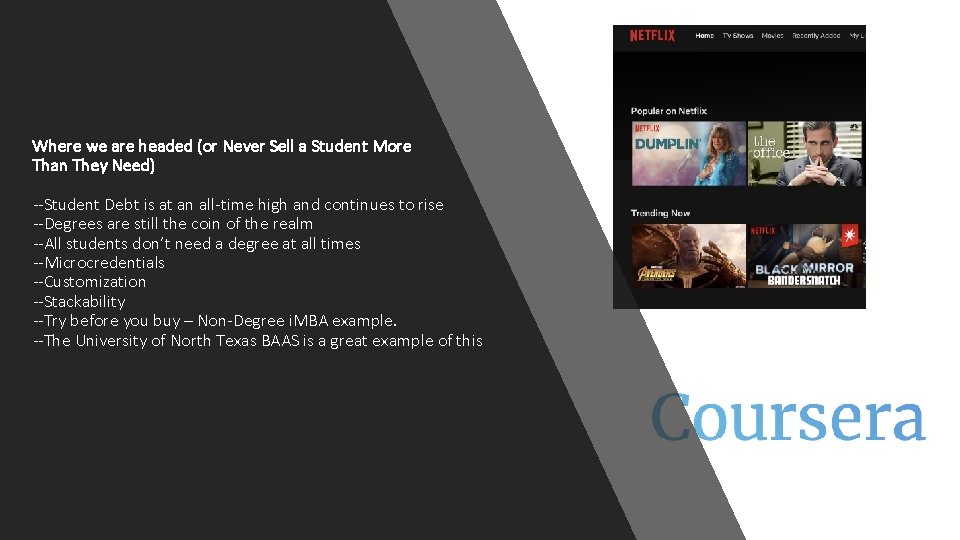 Where we are headed (or Never Sell a Student More Than They Need) --Student Where we are headed (or Never Sell a Student More Than They Need) --Student
