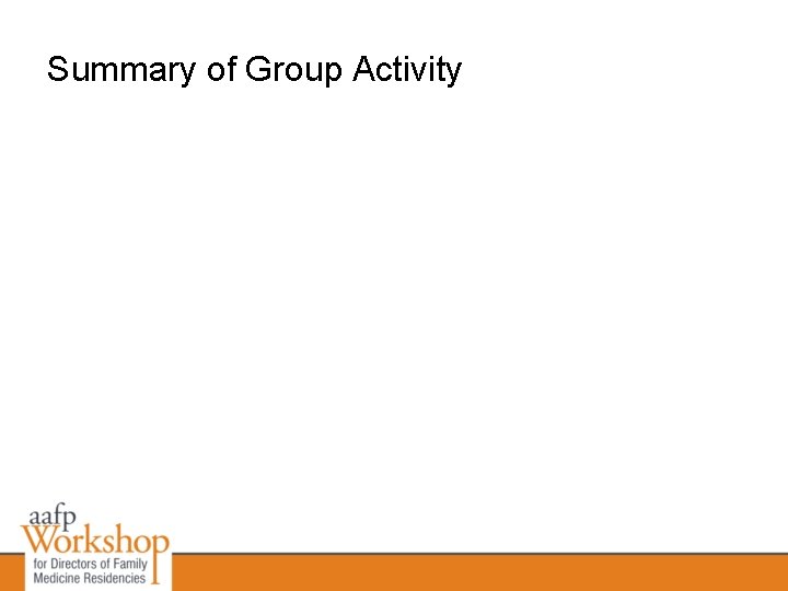 Summary of Group Activity 