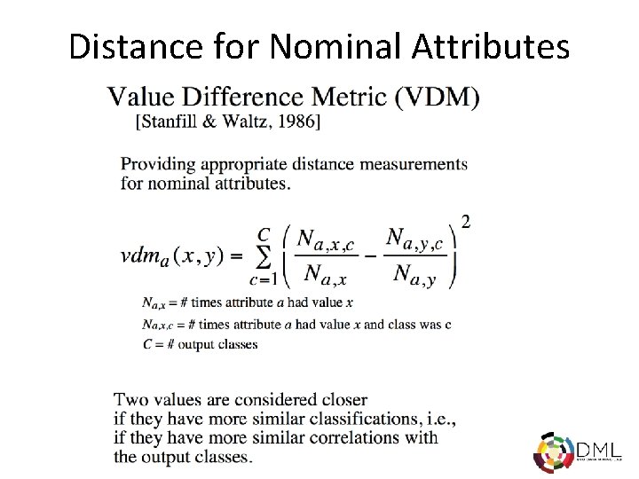 Distance for Nominal Attributes 