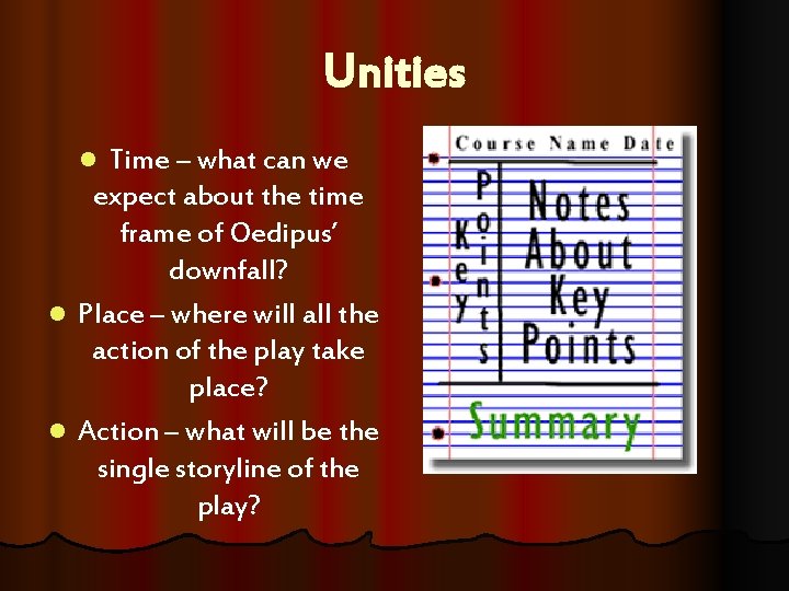 Unities Time – what can we expect about the time frame of Oedipus’ downfall?