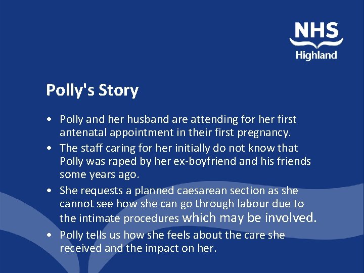 Polly's Story • Polly and her husband are attending for her first antenatal appointment