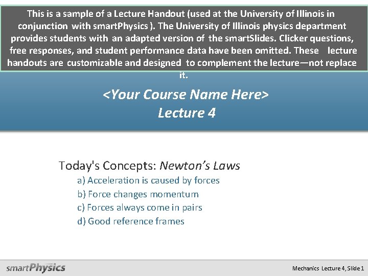 This is a sample of a Lecture Handout (used at the University of Illinois