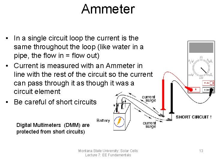 Ammeter • In a single circuit loop the current is the same throughout the