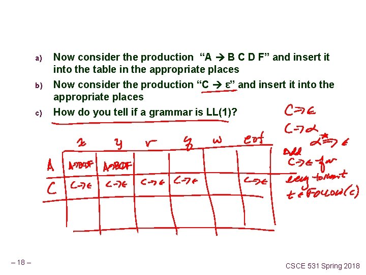 a) b) c) – 18 – Now consider the production “A B C D