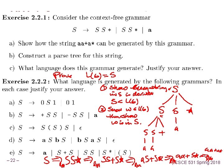 HW-1 Grammars, parse trees 2. 2. 1 2. 2. 2 a, e – 22