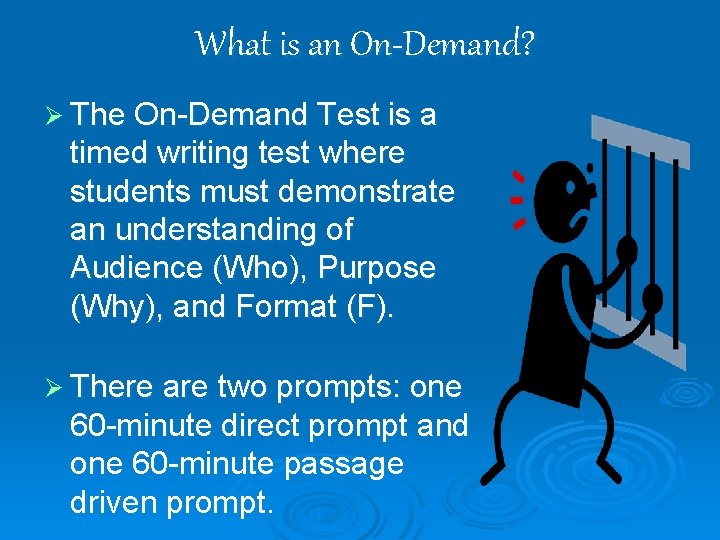 What is an On-Demand? Ø The On-Demand Test is a timed writing test where