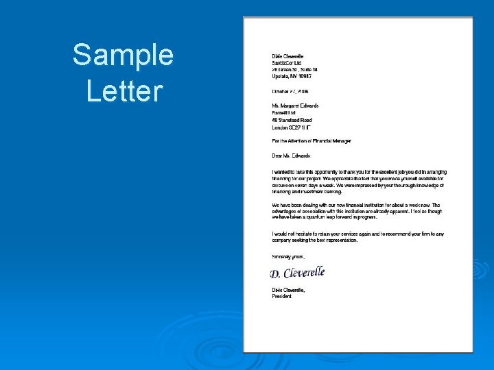 Sample Letter 