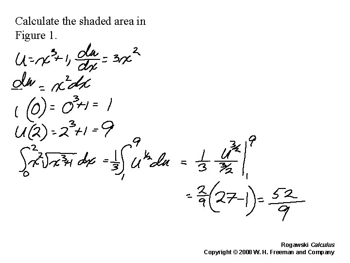 Calculate the shaded area in Figure 1. Rogawski Calculus Copyright © 2008 W. H.