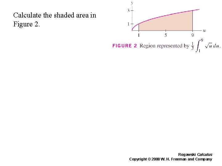 Calculate the shaded area in Figure 2. Rogawski Calculus Copyright © 2008 W. H.