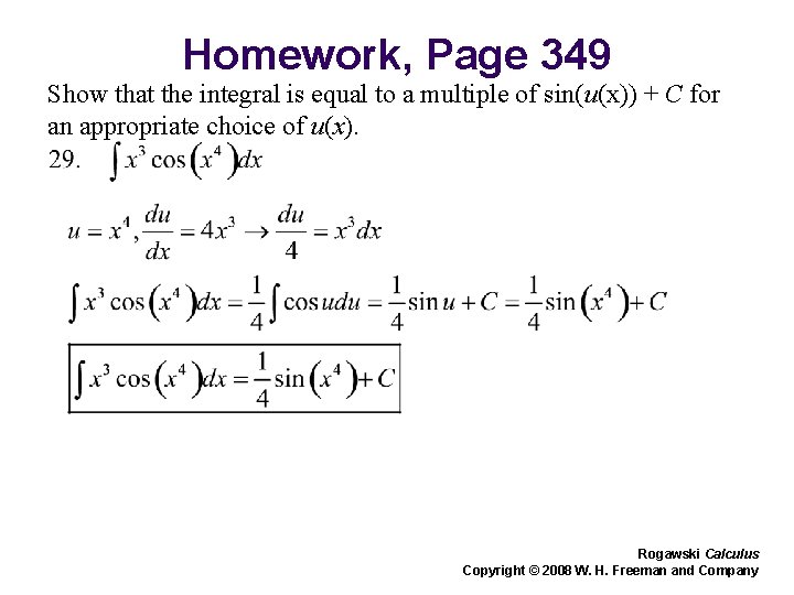 Homework, Page 349 Show that the integral is equal to a multiple of sin(u(x))