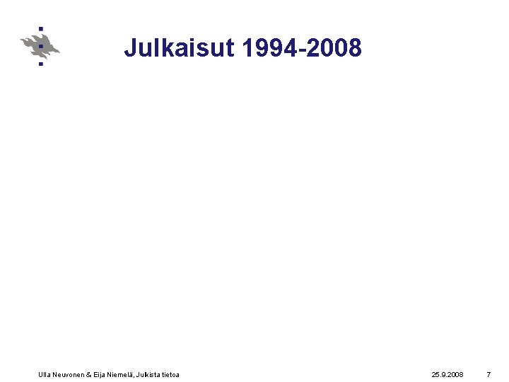 Julkaisut 1994 -2008 Ulla Neuvonen & Eija Niemelä, Julkista tietoa 25. 9. 2008 7