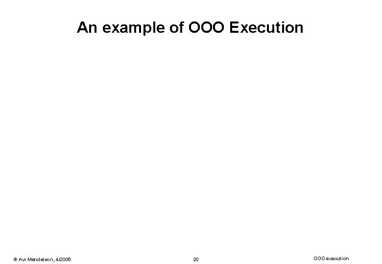 An example of OOO Execution © Avi Mendelson, 4/2005 20 OOO execution 