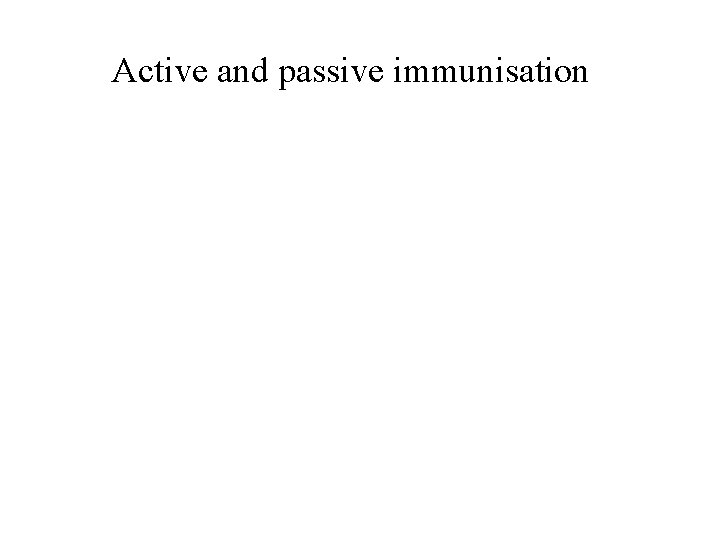Active and passive immunisation 