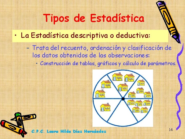 Tipos de Estadística • La Estadística descriptiva o deductiva: – Trata del recuento, ordenación