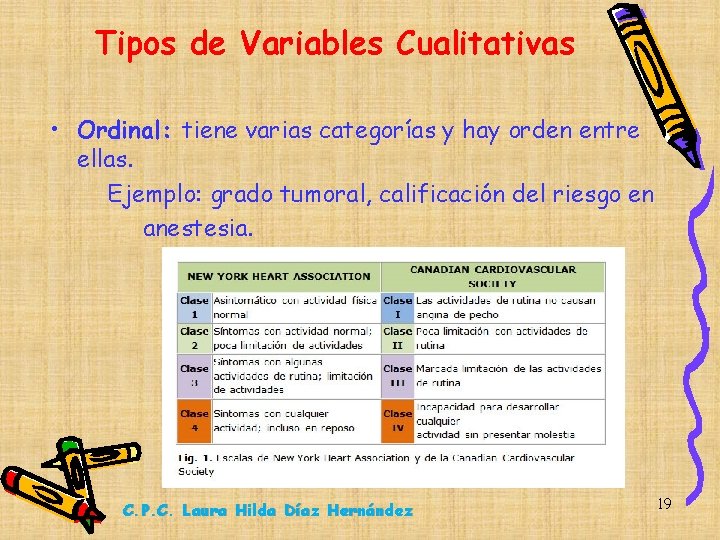 Tipos de Variables Cualitativas • Ordinal: tiene varias categorías y hay orden entre ellas.