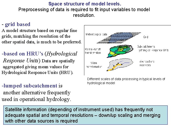 Space structure of model levels. Preprocessing of data is required to fit input variables