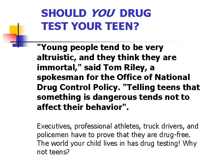 Drug Testing Your Teen