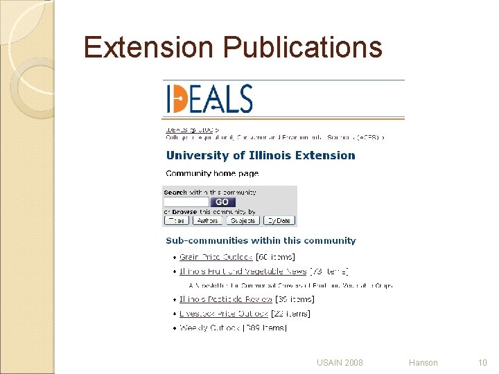 Extension Publications USAIN 2008 Hanson 10 Extension Publications USAIN 2008 Hanson 10
