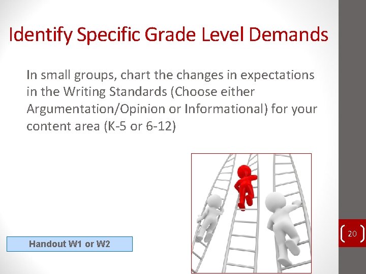 Identify Specific Grade Level Demands In small groups, chart the changes in expectations in Identify Specific Grade Level Demands In small groups, chart the changes in expectations in